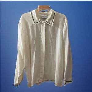 Vintage 80s Pendleton Sophisticates Plus 22 Ivory Blouse Old Money Academia